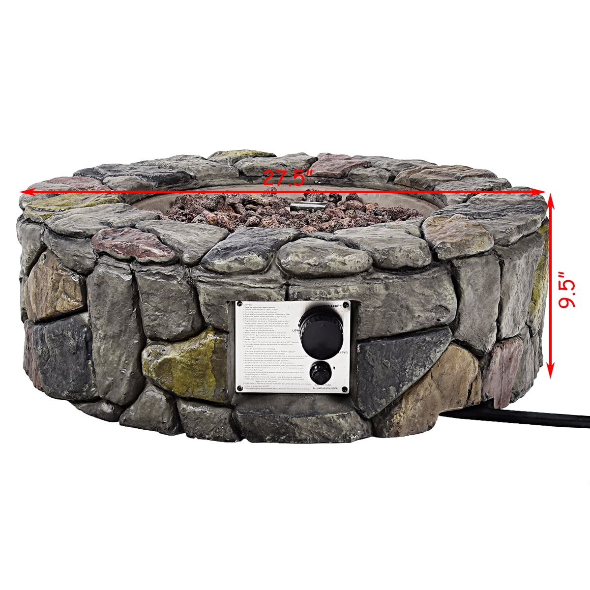 Topbuy Outdoor 40000 BTU Gas Fire Pit Table Electronic Propane Ignition Lava Rock Grey