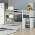 thumbnail image 2 of Full Over Full Bunk Bed with Twin Size Trundle and Stairway Convertible to Separate 2 Beds Full-Length Safety Guard Rail No Box Spring Needed, 2 of 7