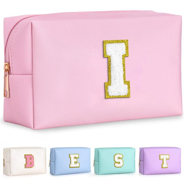 Bolsa de maquillaje TOPEAST Preppy de piel sintética impermeable, rosa