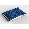 thumbnail image 2 of Ambesonne Tropical Pillow Sham 2 Pack, Floral Leaf Dark Night, 26"x20", Purple and Aqua, 2 of 3