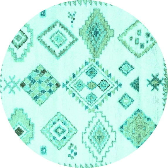 Ahgly Company Indoor Round Solid Turquoise Blue Modern Area Rugs, 4' Round