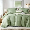 thumbnail image 3 of Davulos Queen Comforter Set Green - Bed in a Bag Queen Size 7 Pieces, Box Stitched Luxury Soft Bed Set for All Seasons, Bedding Set with Comforter, Sheets, Pillowcases & Shams, 3 of 8