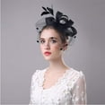 thumbnail image 5 of Bridal Feather Fascinator Birdcage Veil Ascot Race Hat Party Hair Accessories, 5 of 11