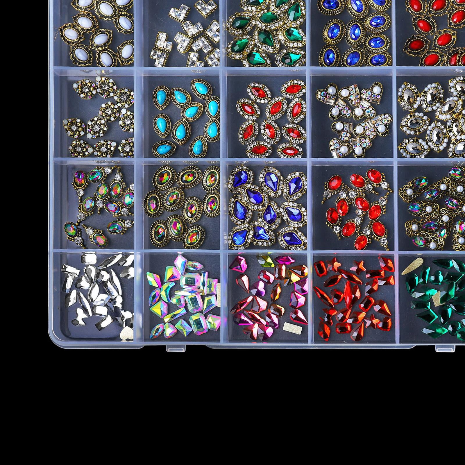 EHJRE Professional Nail Rhinestones Bulk Kit for Manicure Decoration, Nail Gems Nails Ornaments Stones Nail Crystals Supplies Accessories - SP03, 8.3x5.9x0.6inch Box