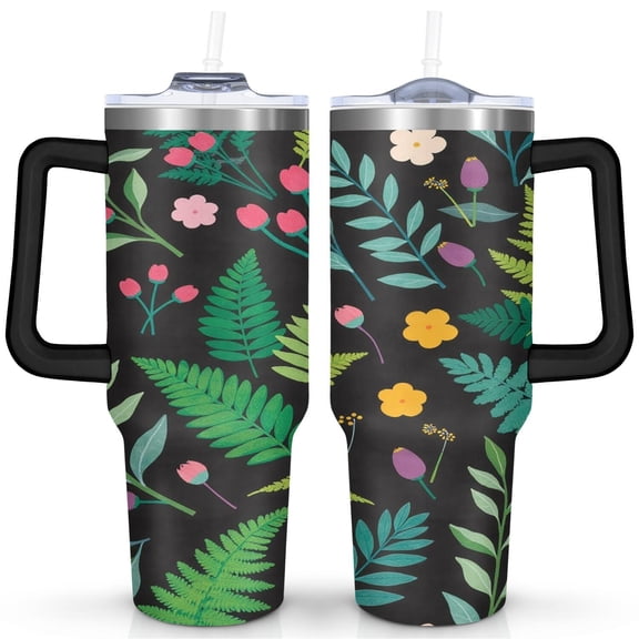 Mushroom Cup with Handle and Straws 40 OZ Insulated Travel Mug Birthday Present for Men Dad Son Husband Gifts for Him/Her Coffee Mugs