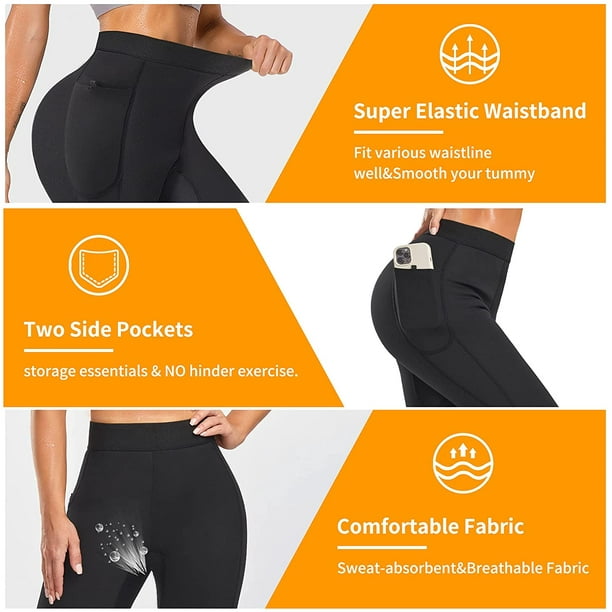 KSCD Neoprene Sauna Sweat Pants for Women Hot Thermo Slimming High Waisted Tummy  Control Leggings Sweatpants with Pocket Black Camo 3X-Large 