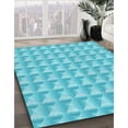 thumbnail image 3 of Ahgly Company Tapis Rond Lavable en Machine Intérieur Transitionnel Turquoise Bleu Vif, 5 Pieds Rond, 3 of 7