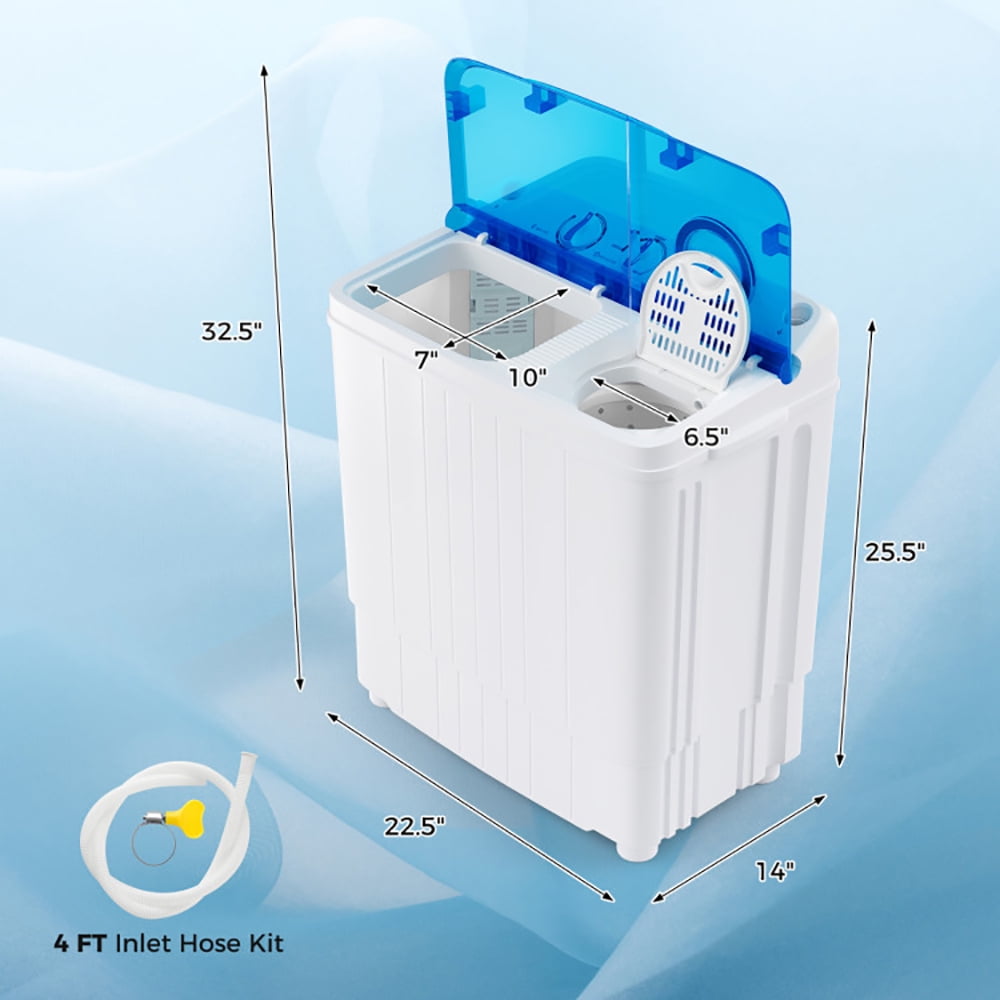 GVN Space Saving Full-Automatic Washer,Washing Machine,17.6 lbs Portable Washing Machine with Drain Pump-Blue