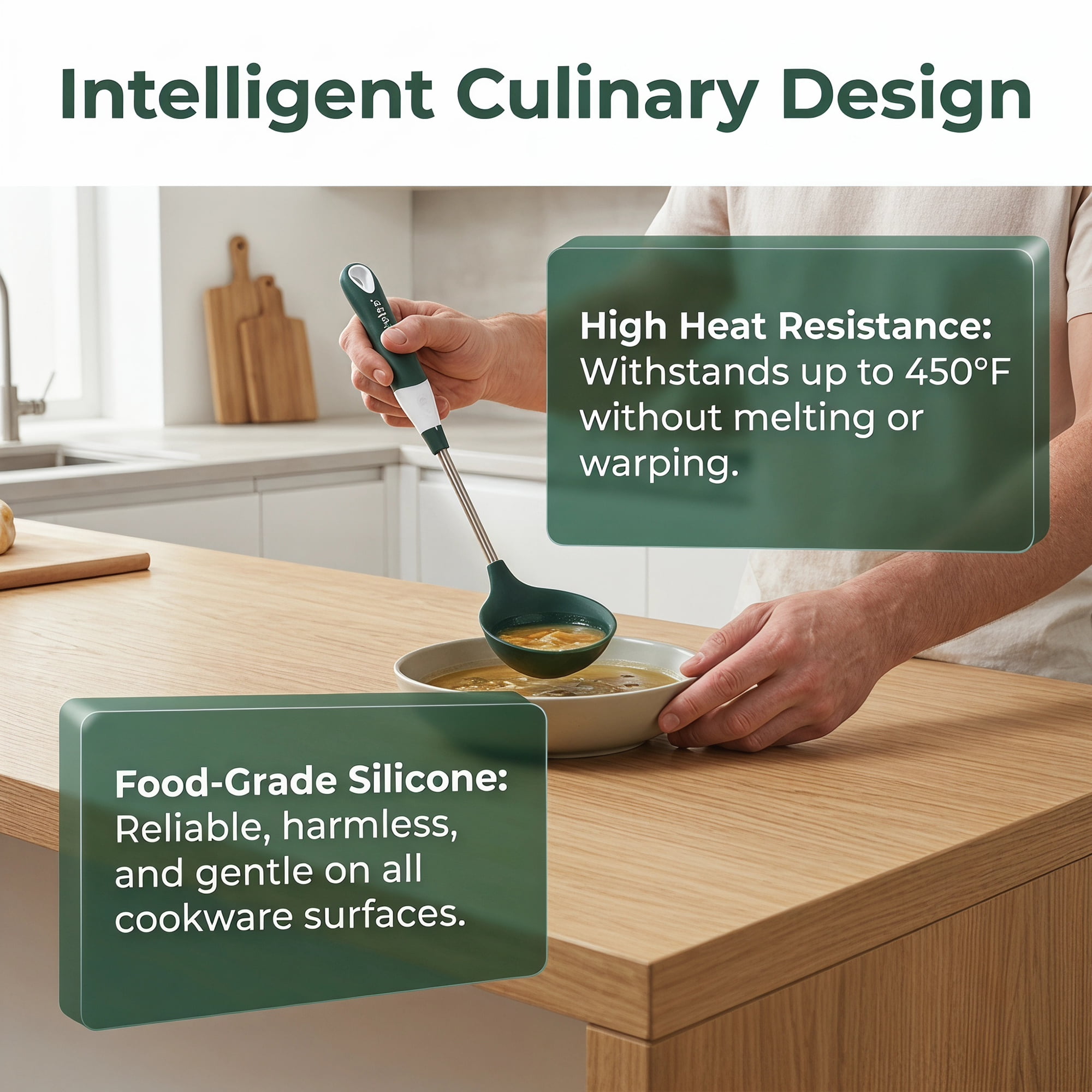 Unique Bargains Kitchen Utensil Set with Silicone Cooking Gadgets Green-Silver C 2pcs