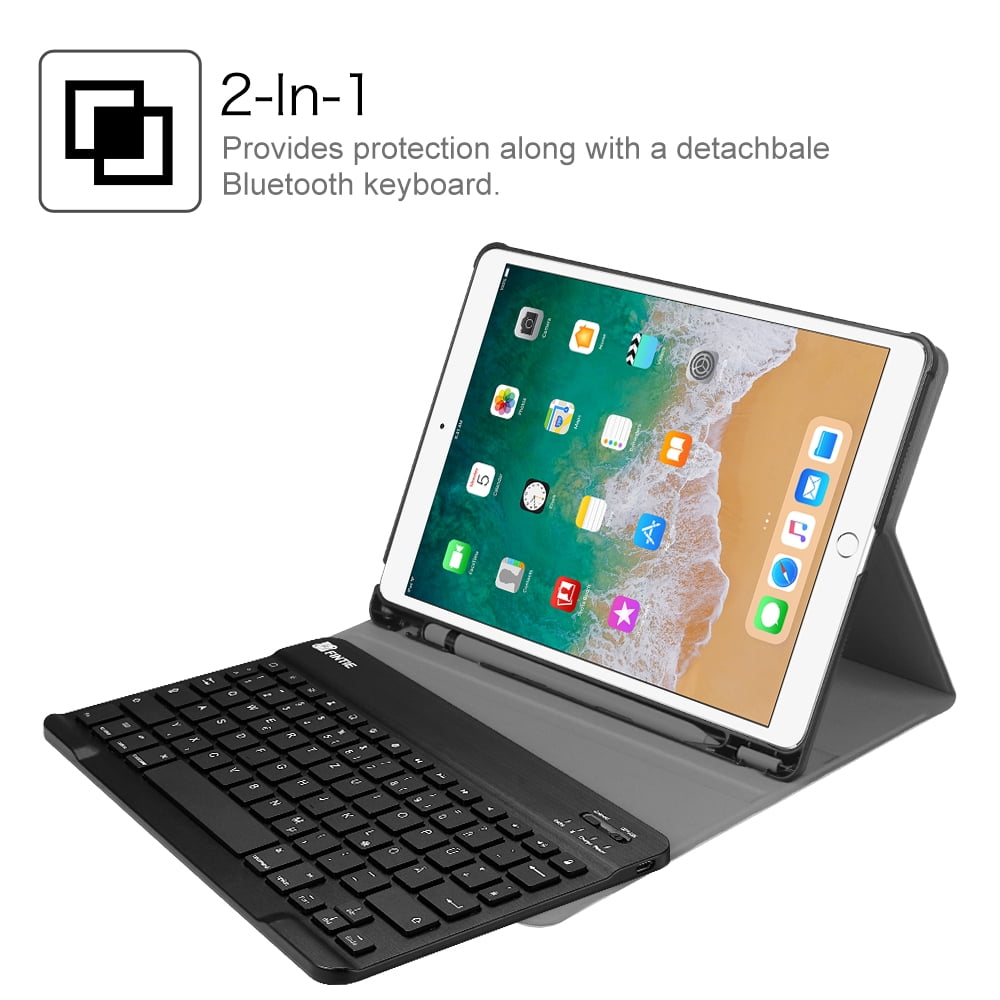 SlimShell Stand Cover w/Magnetically Detachable Wireless Bluetooth Keyboard Fintie Keyboard Case with Built-in Apple Pencil Holder for iPad Air 2019 3rd Gen/iPad Pro 10.5 2017 Composition Book 