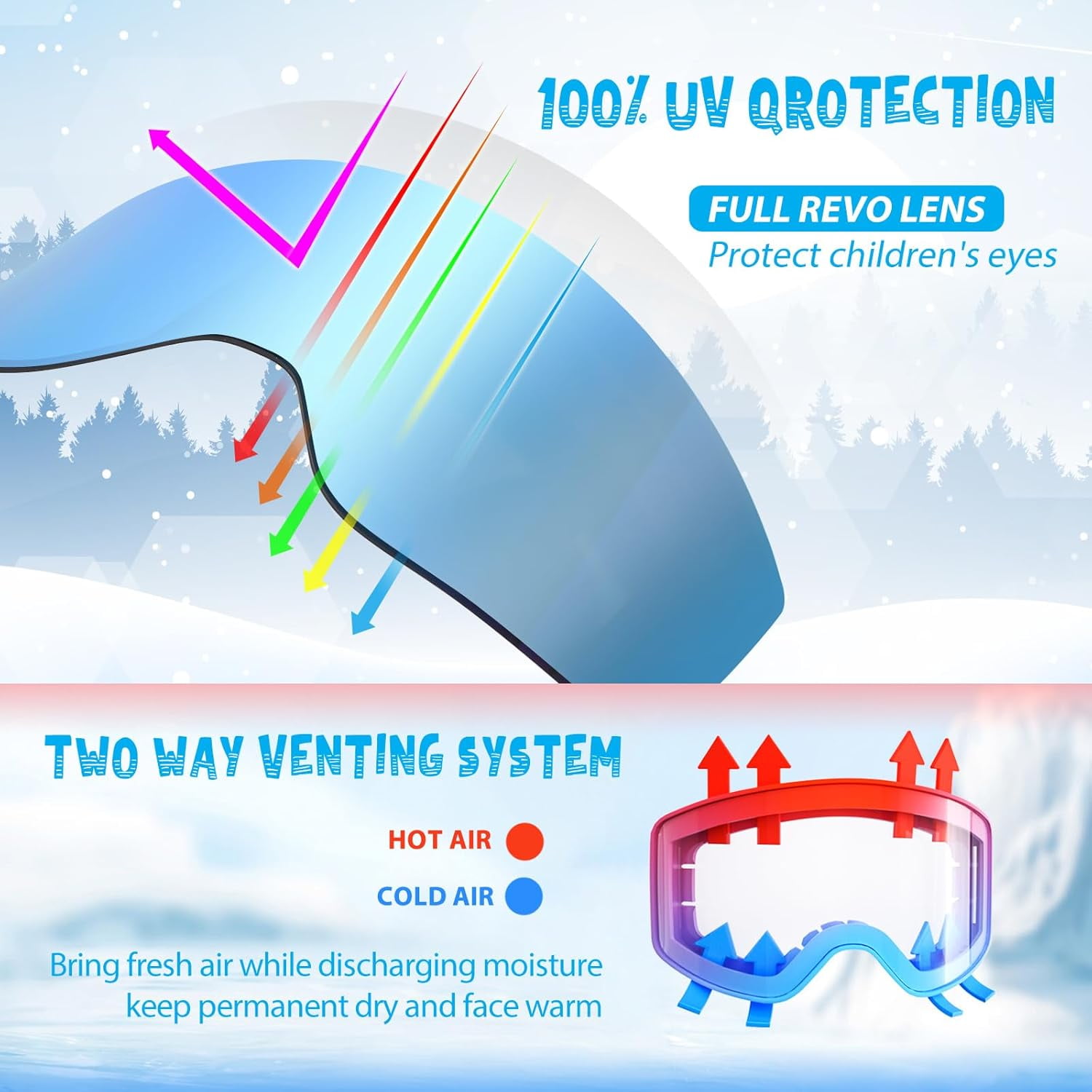 Ski/Snowboard Goggles Over Glasses for Men, Women