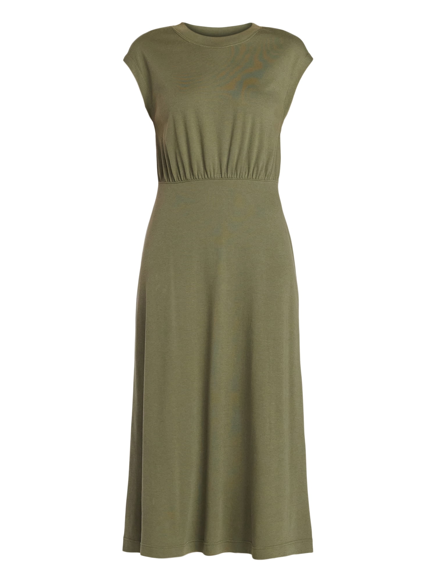 Time and Tru Women’s Cotton Knit Midi Dress with Dolman Sleeves, Sizes XS-XXXL