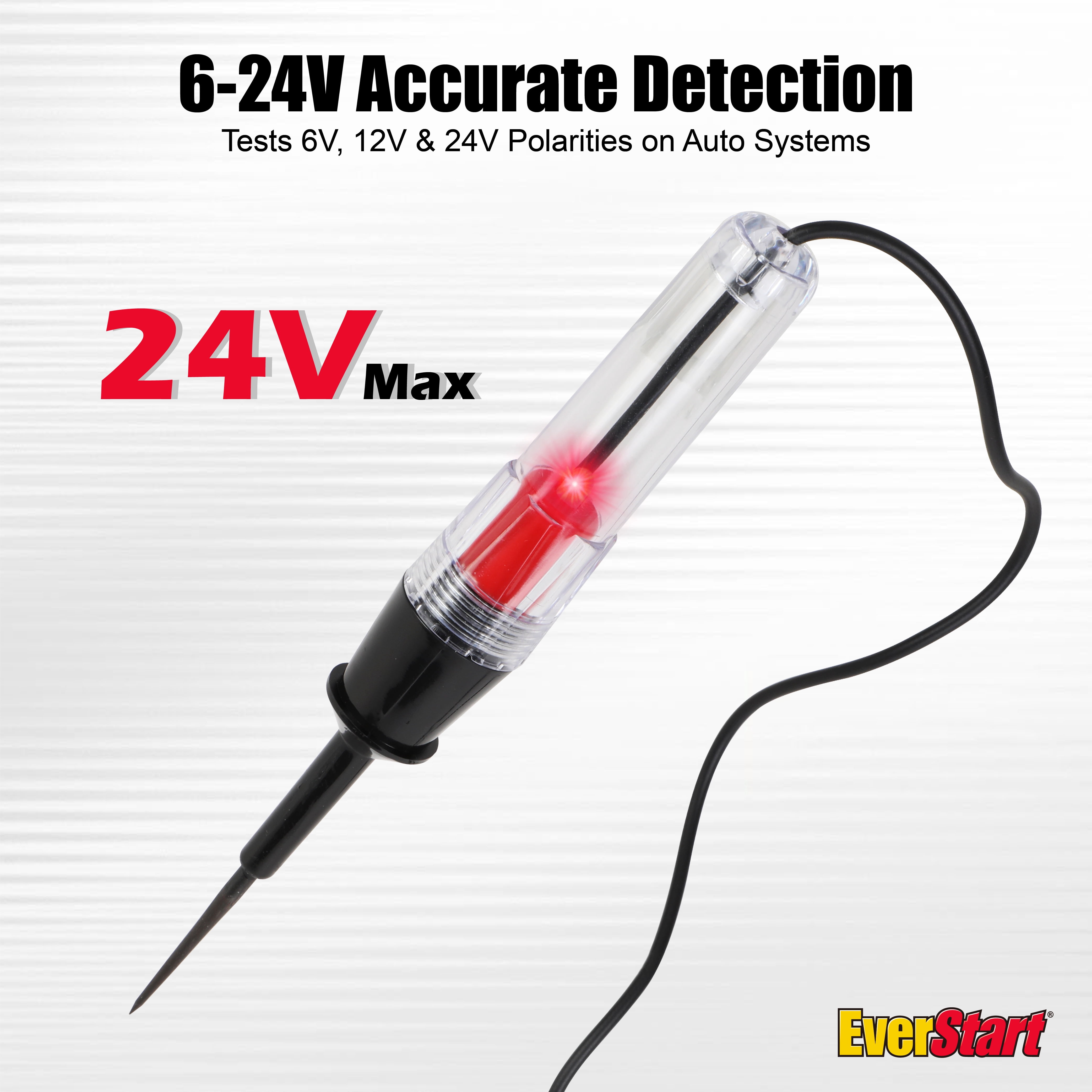 EverStart 6-24V Automotive Circuit Tester, Bidirectional Polarity Test Light with Red/Green LED Indicator