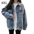 thumbnail image 1 of Abrigo de jean Mujer Chaqueta con botones de bolsillo de manga larga Chica Primavera Casual Top, 4XL Inevent AP001443-07B, 1 of 7