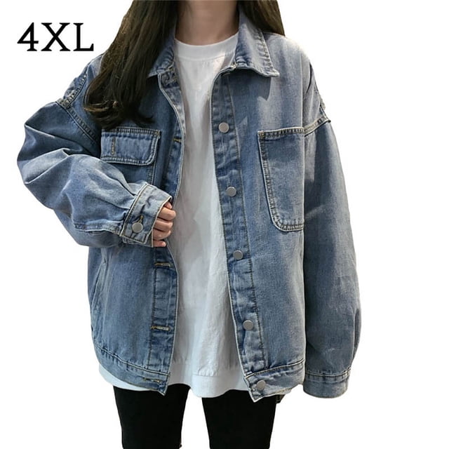 Abrigo de jean Mujer Chaqueta con botones de bolsillo de manga larga Chica Primavera Casual Top, 4XL Inevent AP001443-07B