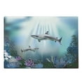 thumbnail image 1 of Underwater Cutting Board, Realistic Illustration Wild Sharks and Plants Corals Seaweed Aquatic Ocean Life, Decorative Tempered Glass Cutting and Serving Board, Large Size, Multicolor, by Ambesonne, 1 of 1