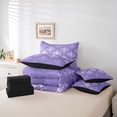 thumbnail image 6 of Homewish Halloween Skull Skeleton 7 Pieces Full Size Bedding Sets,Vintage Damask Full Size Bed in a Bag,Purple White,Black Reversible, 6 of 8