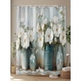 thumbnail image 4 of Shower Curtain Vintage White Camellia Shower Curtains for Bathroom, Waterproof Polyester Shower Curtain Set with Hooks, Extra Long 72" x 96" Plant Wood Grain, 4 of 6