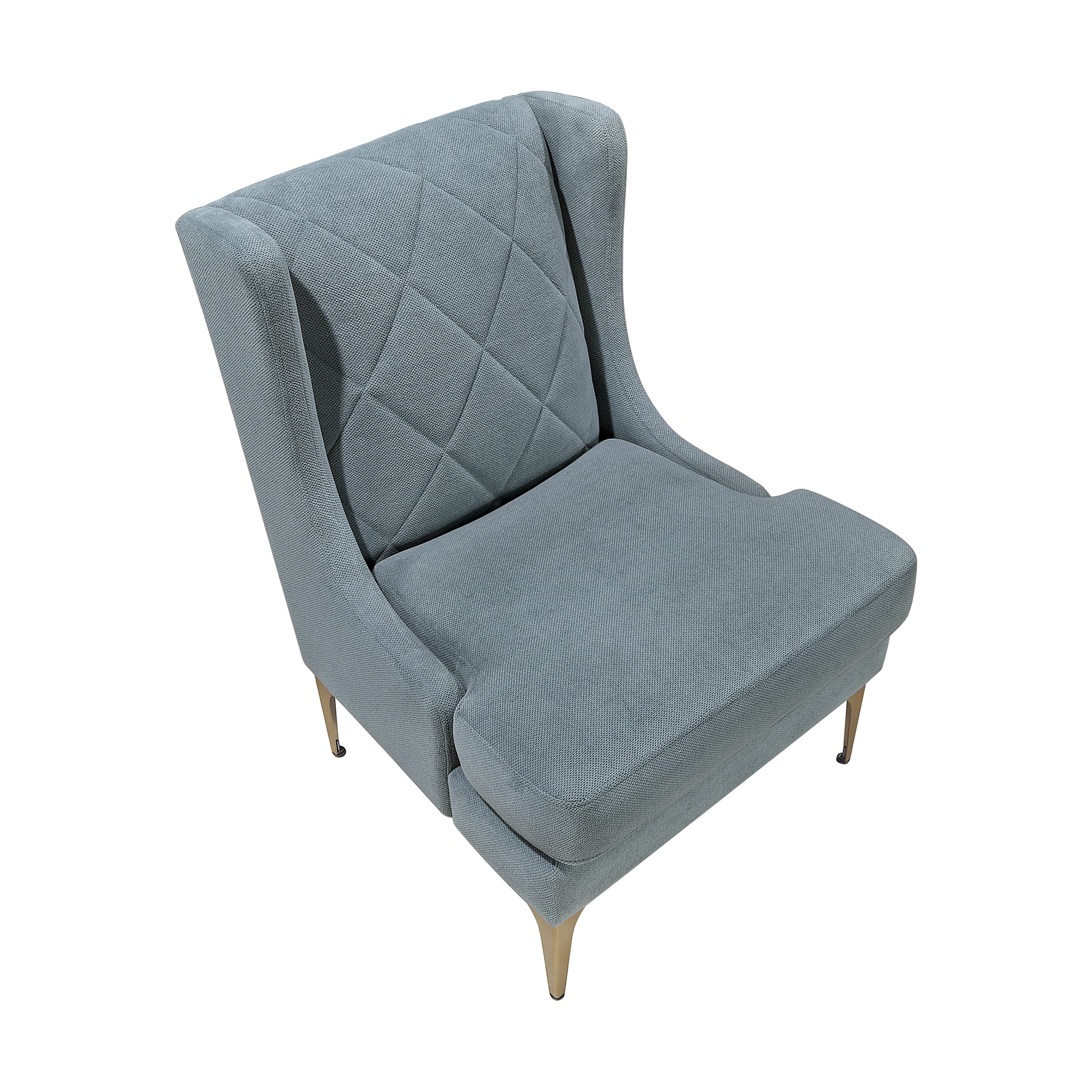 OakvillePark Emberhollow Chenille Wingback Accent Chair with Metal Legs, Blue