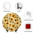 thumbnail image 4 of Zufioo Scottish Plaid Sunflower Print Bone China Decorative Plate, Ceramic Dinner Plate with Stand Ceramic Decoration Homewares-6in, 4 of 6
