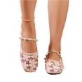 thumbnail image 5 of CHWshoes Square Toe Lace Ballet Crochet Flats Women Closed Toe Shoes Comfortable Dressy Walking Shoes，Pink Size 39, 5 of 8