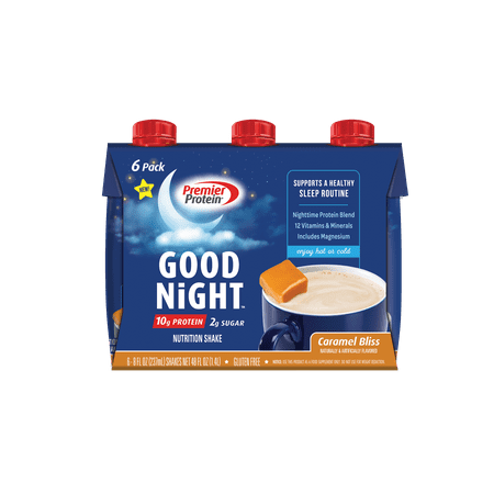 Premier Protein Good Night Shake, Caramel Bliss, 10g Protein, 8 fl oz, 6 Ct