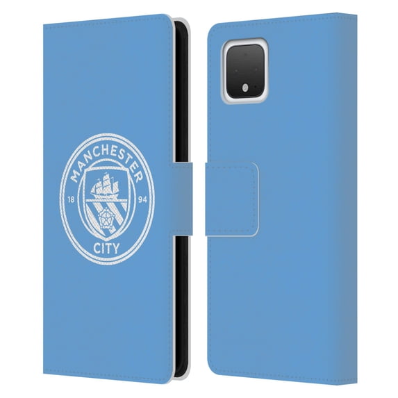 Head Case Designs Officially Licensed Manchester City Man City FC Badge Blue White Mono Leather Book Wallet Case Cover Compatible with Google Pixel 4