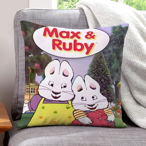 Max and Ruby-themed plush velvet Pillow Cover Case Gifts Pillowcase Home Decorative Throw Cushion Birthday Present Fans Lover18"*18"(45cm*45cm)