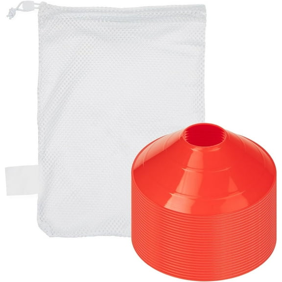 Champion Sports Set of 25 Cones with Mesh Bag, Red, 7.5" x 2"