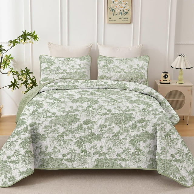 Juego de edredón WONGS BEDDING Botanical California King Size Green