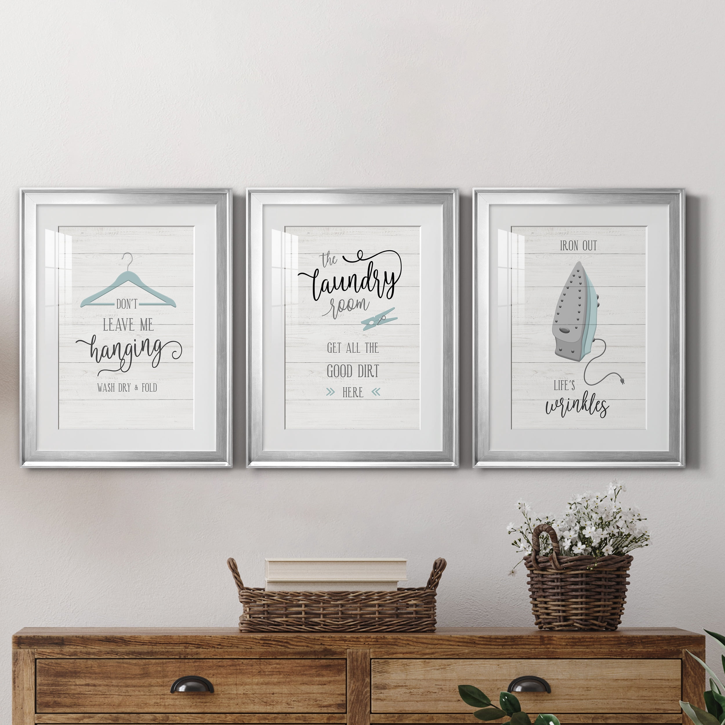 Don't Leave Premium Framed Prints Set of 3 - Ready to Hang - 18 x 24 Each - Silver Frame