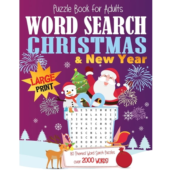 Christmas & New Year Word Search Puzzle Book for Adults Large Print: Crossword Puzzles Activity Book for Adults. Fun, (Paperback)
