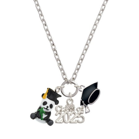 Delight Jewelry Resin Panda Bear Graduate - Silver-tone Class of 2025 Graduation Zoey Necklace, 28"