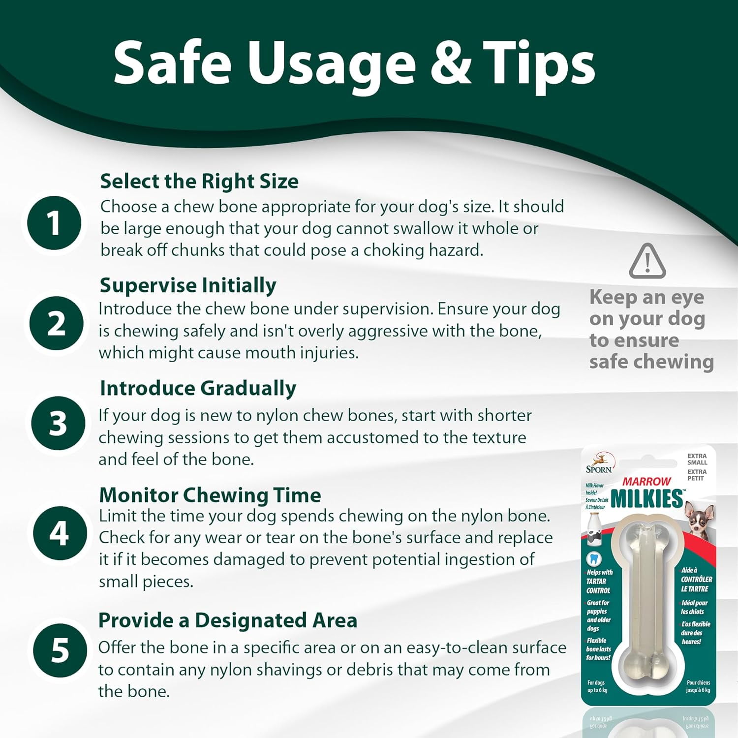 Sporn Marrow Milkies Chew Bones for Light Chewers, Milk Flavor Dog Chew Toys for Extra Small Dogs, Made with Soft Thermoplastic Rubber