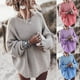 thumbnail image 3 of Ropa de invierno, suéter de color sólido, suéter holgado de manga de murciélago, abrigo de suéter de talla grande para mujer, 3 of 5