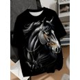 thumbnail image 3 of Men's animal horse pattern T-shirt, horse print short-sleeved round-neck shirt, cute and humorous 3D digital printed T-shirt, 3 of 6
