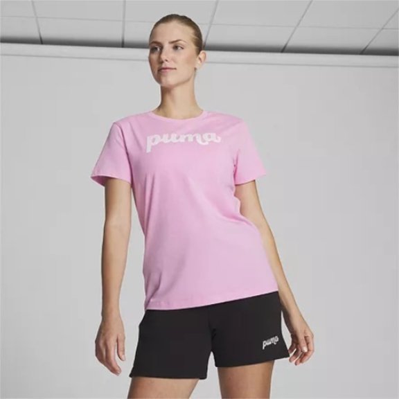 Puma T-Shirt Women's Large Pink Lilac 100% Cotton Short Sleeve Crew Neck FTS548