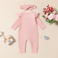 thumbnail image 4 of Ruyang Baby Girls Ruffle Bodysuit with Bowknot Headband Fall Winter Long Sleeve Bodysuits Button Down Footless Romper, 4 of 9