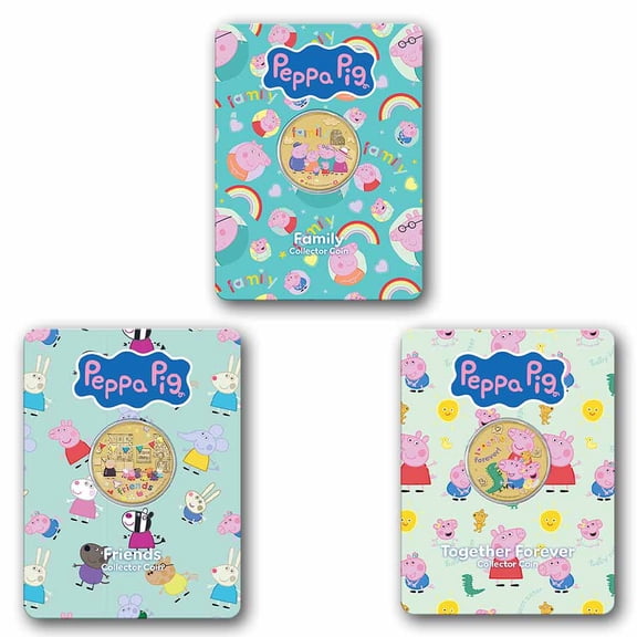 Collectible 2026 TUV Peppa Pig Colorized Collector 3-Coin Set (Box)