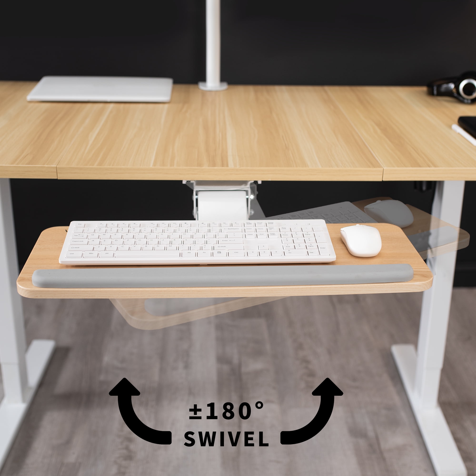 VIVO Light Wood Adjustable Computer Keyboard & Mouse Tray Under Table Desk Mount