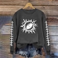 thumbnail image 4 of Jinhomg Women's Trendy Fall Pullover Casual Football Graphic Sweatshirt Lightweight Comfy Long Sleeve Crewneck Lounge Tops Daily Wear Spring Saving Today Dark Gray S, 4 of 5