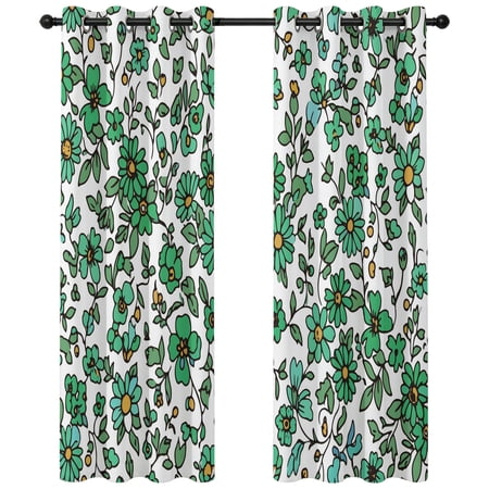 Sage Green Floral Blackout Curtains 63 Inches Long Botanical Farmhouse Nature Thermal Insulated Room Darkening Drapes with Grommets for Living Room 42 W x 63 L 2 Panels