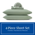 thumbnail image 6 of Wamsutta 1846 4-Piece 650 Thread Count Sea Spray Stripe Egyptian Giza Cotton Sateen Bed Sheets, King-Deep Pocket, 6 of 10