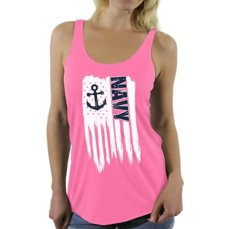 Navy Racerback Tank Top Awkward Styles American Flag Navy Women Racerback Tank Top 51 States Retro USA Navy Women Shirt Free to Be Me Patriotic Navy Tank for Women One Nation USA Navy Women Racerback Tank Top ()