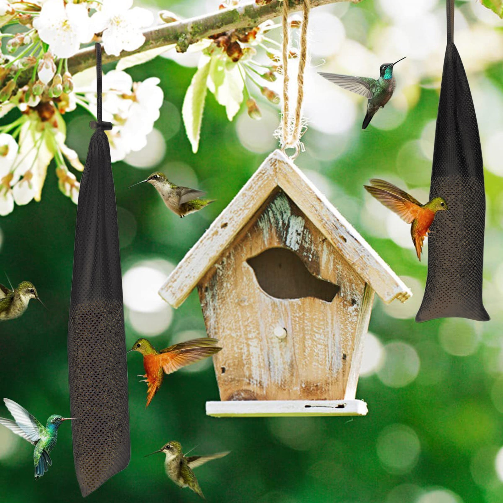 Discount Galore 6pcs Outdoor Garden Bird Feeding Long Net Bag Does Not Leak Food Hanging Bird Feeding Net Bag Mesh Akmoler Walmart