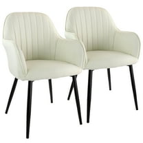 Elama 2 Piece Fabric Tufted Chair in Beige with Black Metal Legs