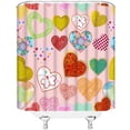 thumbnail image 4 of Valentine''s Day Shower Curtain Colorful Heart Boho Floral Romantic Sweet Love for Lover Couple Creative Bathroom Decor Fabric Curtain with Hooks, 4 of 4
