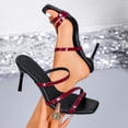 thumbnail image 3 of GERsome Strappy Kitten Heels Sandals for Women Square Open Toe Slip-On Mules Wedding Party Prom Dress Pumps Wine Size 9.5, 3 of 9