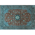 thumbnail image 1 of Ahgly Company Indoor Rectangle Medallion Light Blue Traditional Area Rugs, 5' x 7', 1 of 4