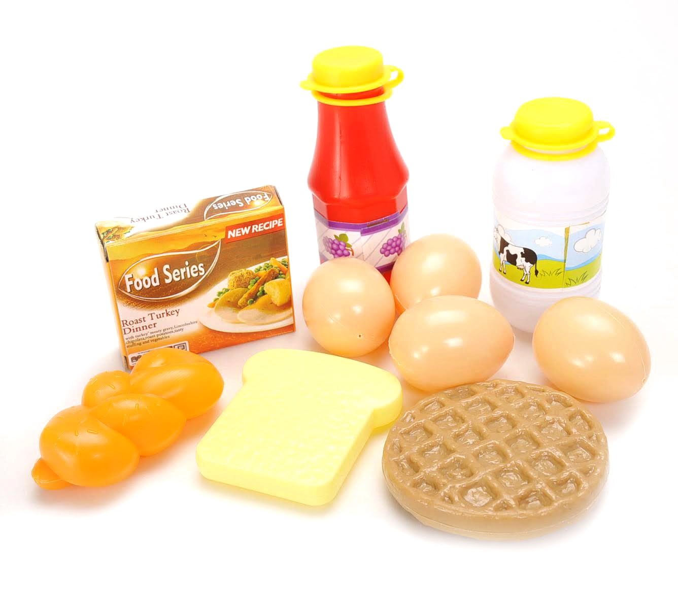 PlayWorld Kitchen Connection Pretend Breakfast & Lunch Play Food Set with Basket for Kids - 10 Piece Set